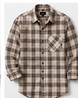 Tan Plaid Flannel Shirt